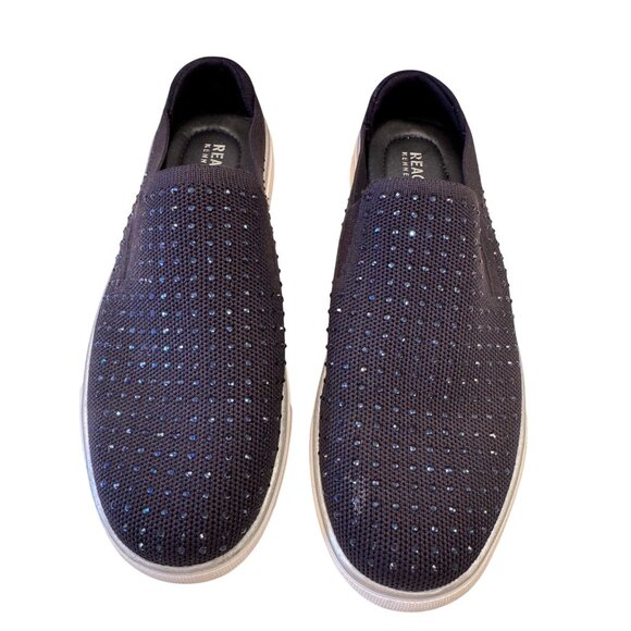 Kenneth Cole Reaction Bonnie Size 7.5 EU 38 Mule Navy Stretch Fabric Embellished - Picture 2 of 13